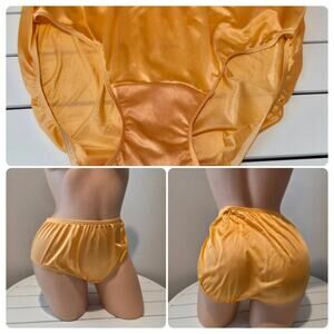 Shadowline 11032 Bikini Panty Shiny Nylon Full Cut Silky Tango Orange 10/3XL